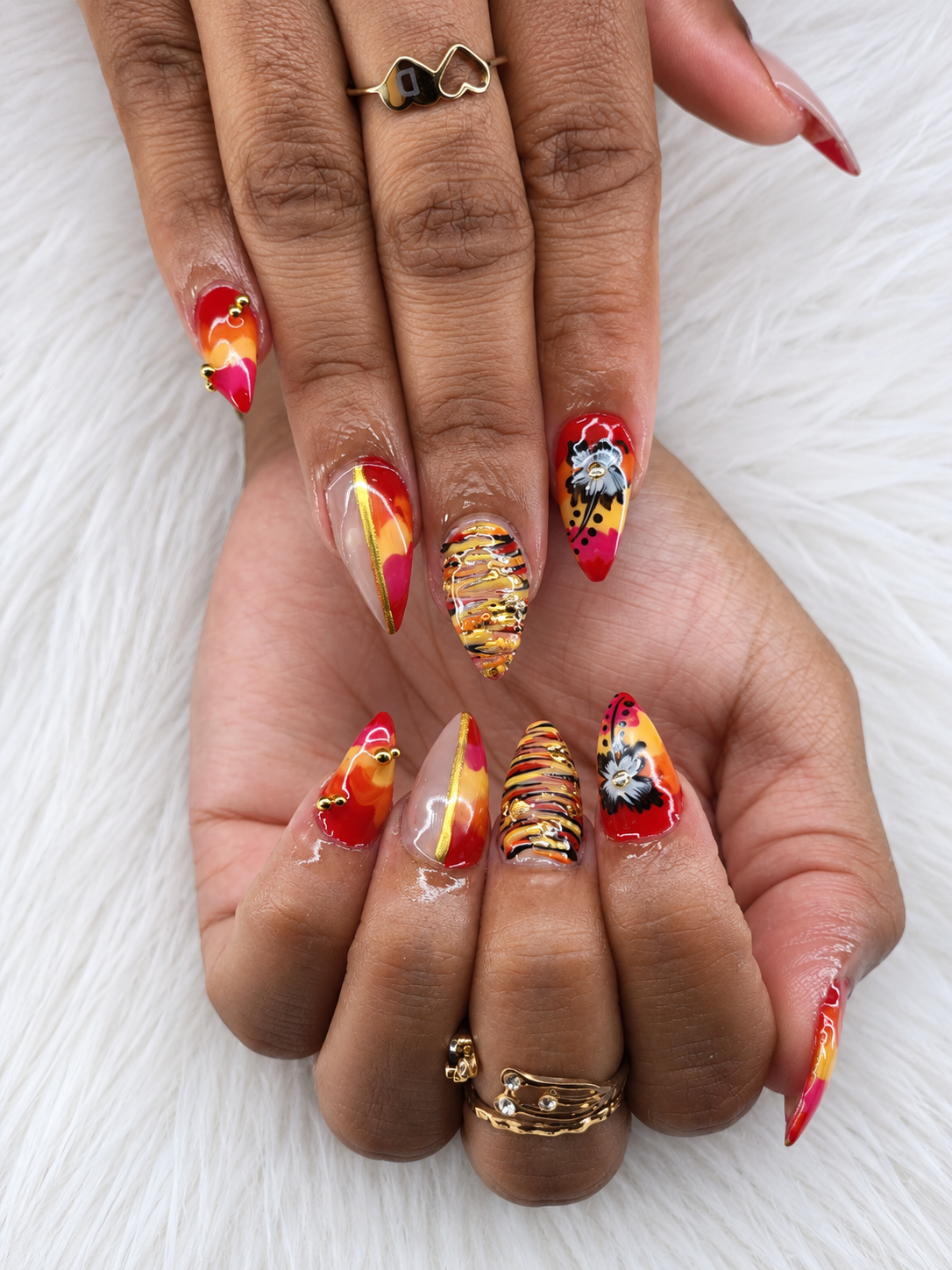 Gold chrome nail design